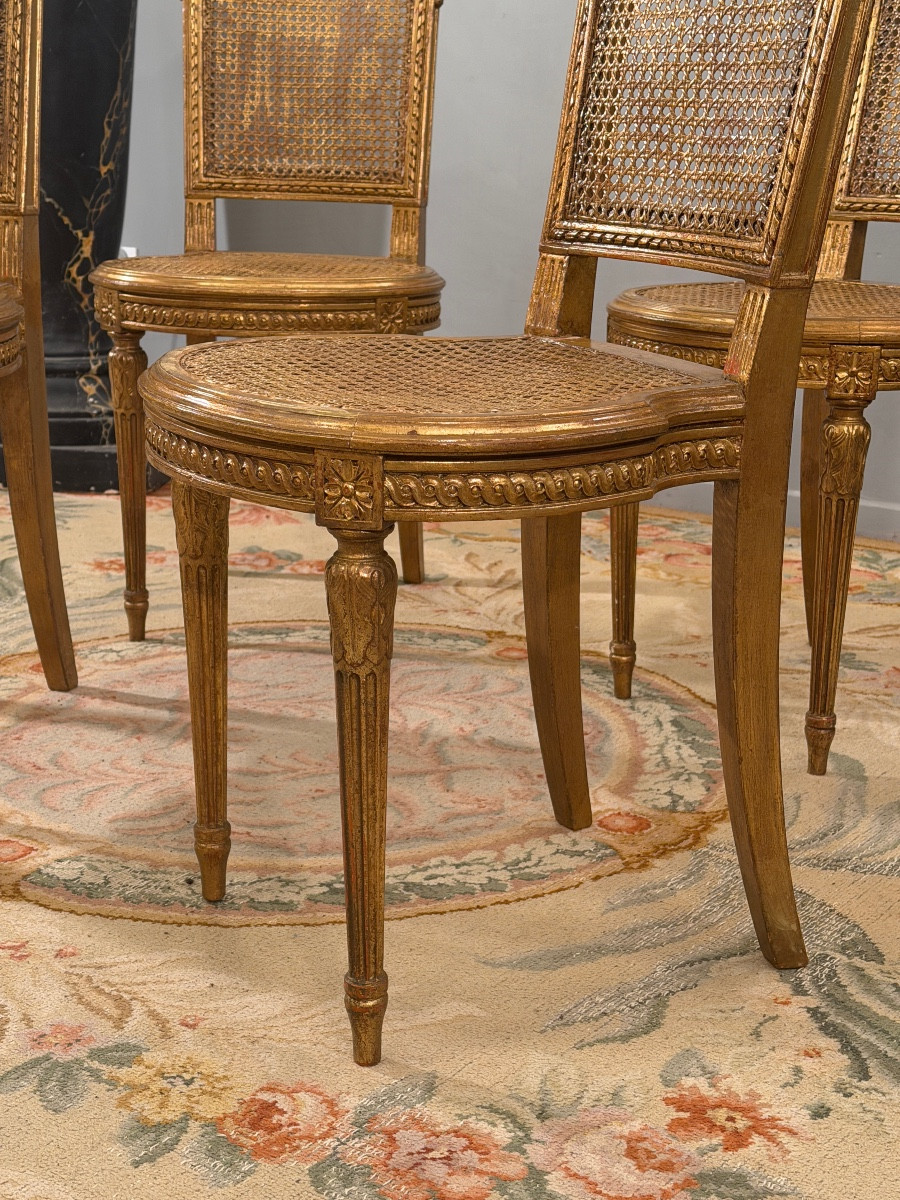Suite de Quatre Chaises en Bois Doré de Style Louis XVI, Epoque Napoléon III-photo-6