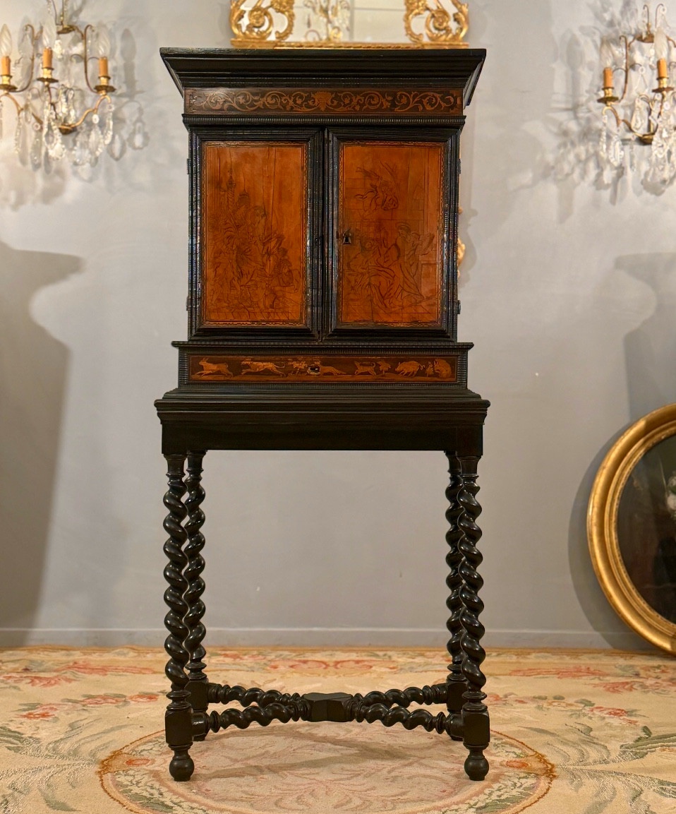 Cabinet Flamand Marqueterie d'Epoque XVIIème Siècle -photo-2
