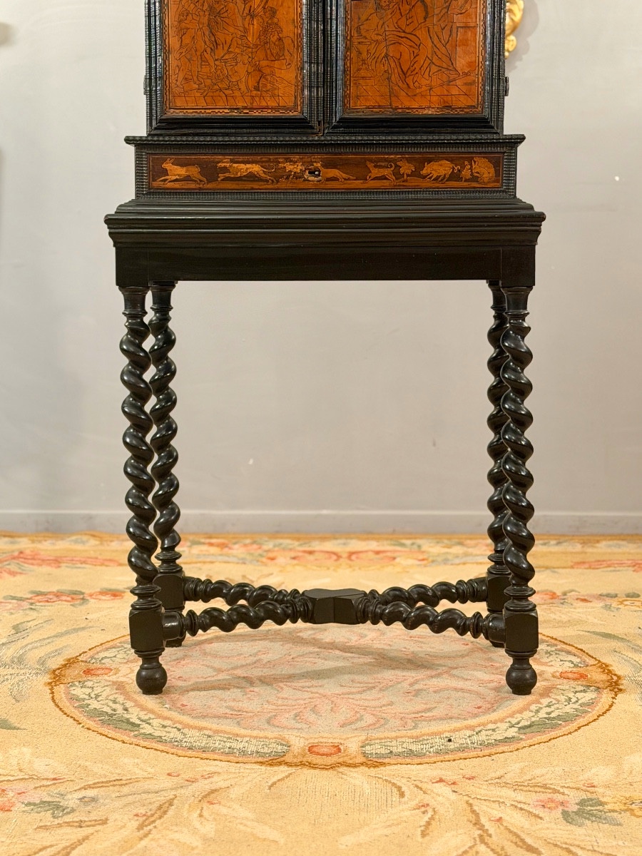 Cabinet Flamand Marqueterie d'Epoque XVIIème Siècle -photo-4