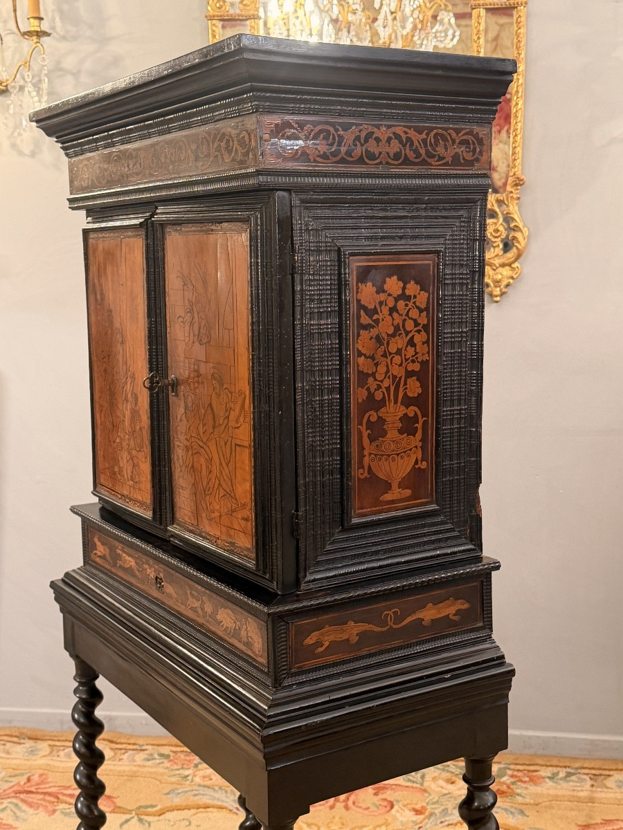 Cabinet Flamand Marqueterie d'Epoque XVIIème Siècle -photo-6
