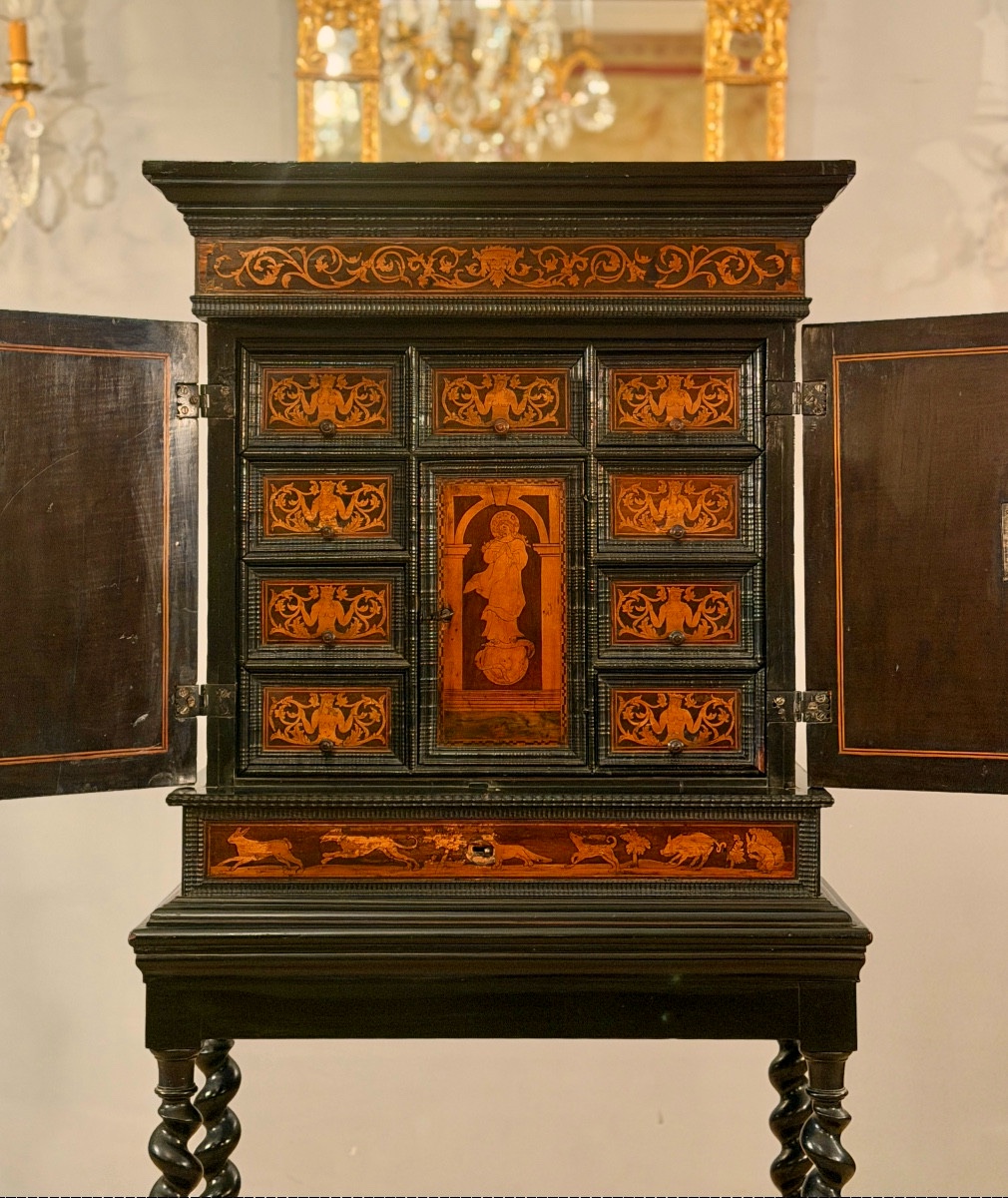 Cabinet Flamand Marqueterie d'Epoque XVIIème Siècle -photo-1