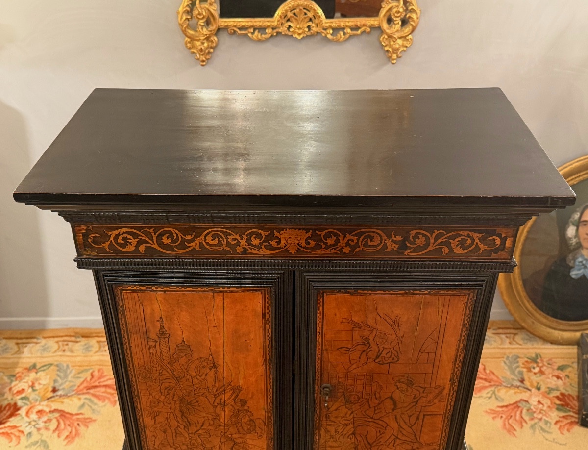 Cabinet Flamand Marqueterie d'Epoque XVIIème Siècle -photo-5