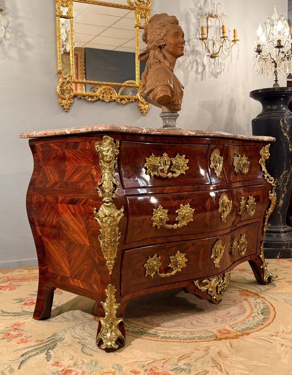 Louis XV Period Marquetry Commode In The Shape Of A Tomb, Circa 1740-photo-4