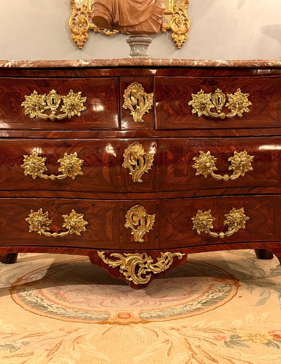 Louis XV Period Marquetry Commode In The Shape Of A Tomb, Circa 1740-photo-3