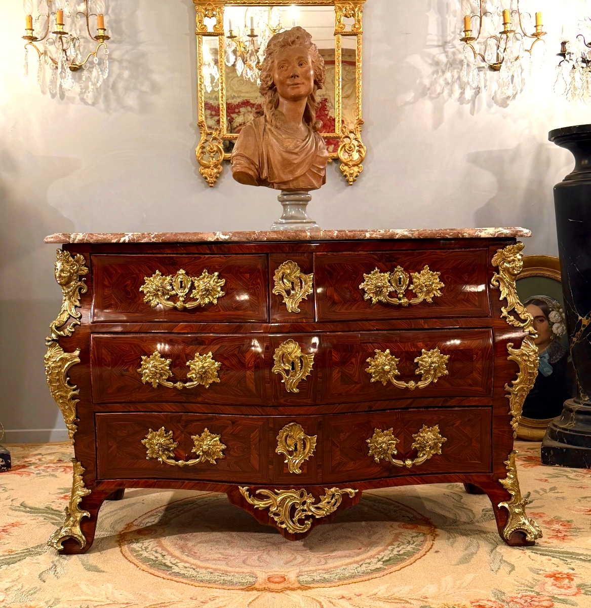 Louis XV Period Marquetry Commode In The Shape Of A Tomb, Circa 1740-photo-4