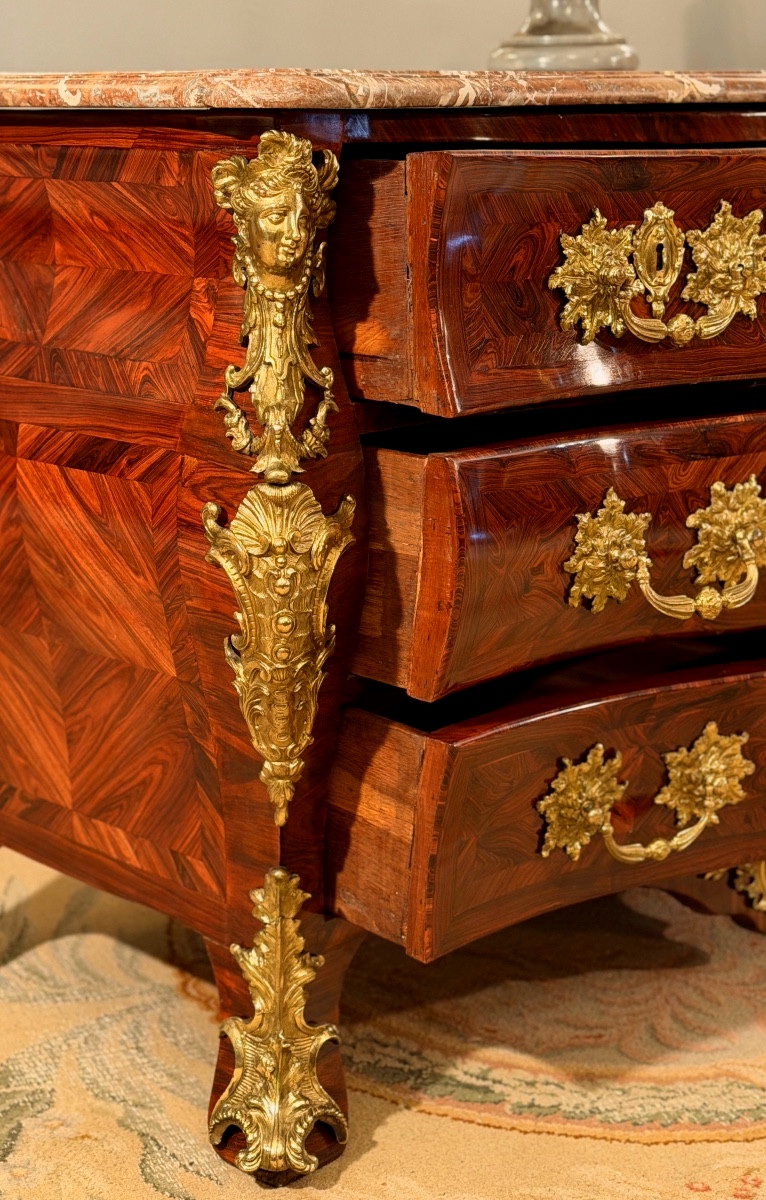 Louis XV Period Marquetry Commode In The Shape Of A Tomb, Circa 1740-photo-3