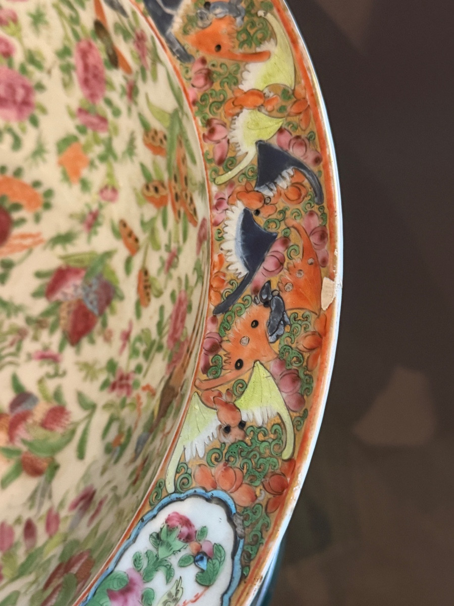 Chine, Grand Bassin Circulaire Porcelaine Famille Rose Epoque XIXème-photo-4