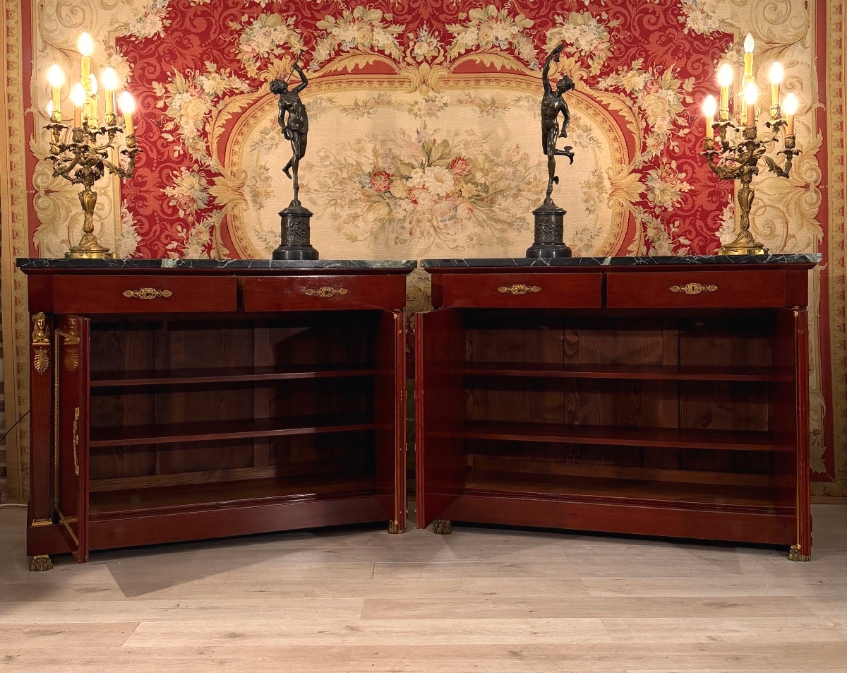 Paire de Buffets de Style Empire en Acajou, Epoque XIXème.-photo-2