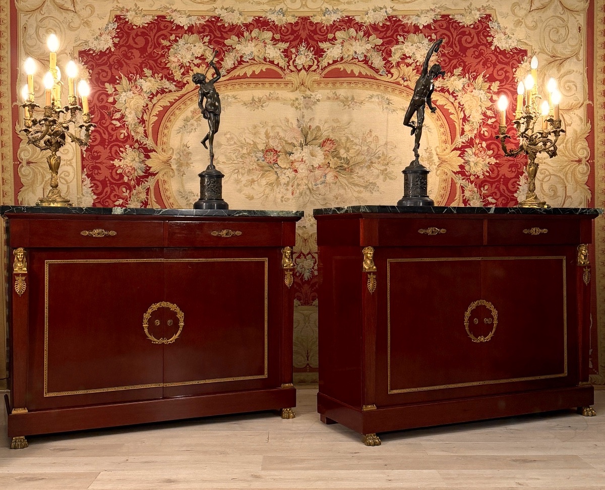 Paire de Buffets de Style Empire en Acajou, Epoque XIXème.-photo-3