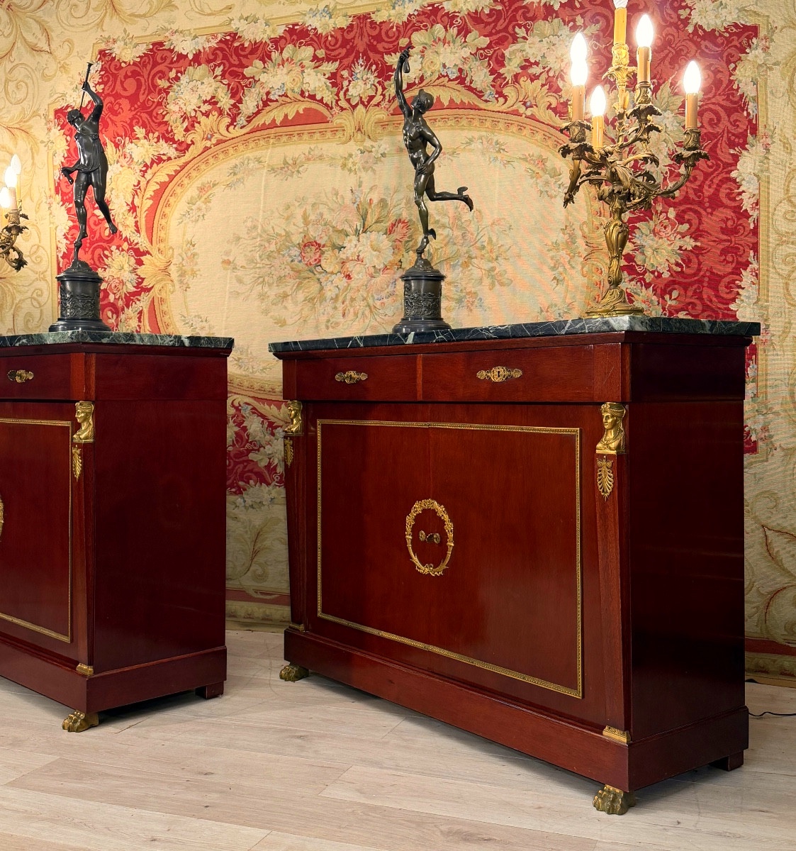 Paire de Buffets de Style Empire en Acajou, Epoque XIXème.-photo-8