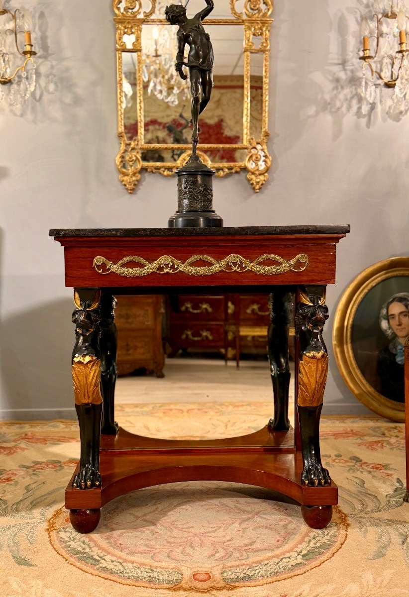 Console en Acajou d'Epoque Empire, Vers 1810-photo-2