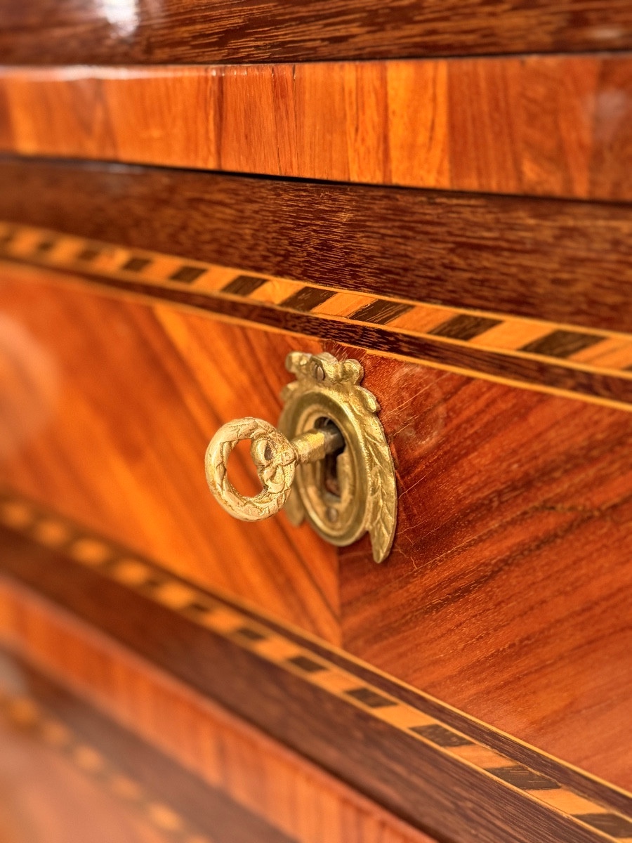 Chiffonnier Formant Secrétaire en Marqueterie d'Epoque Louis XVI, Vers 1780-photo-2