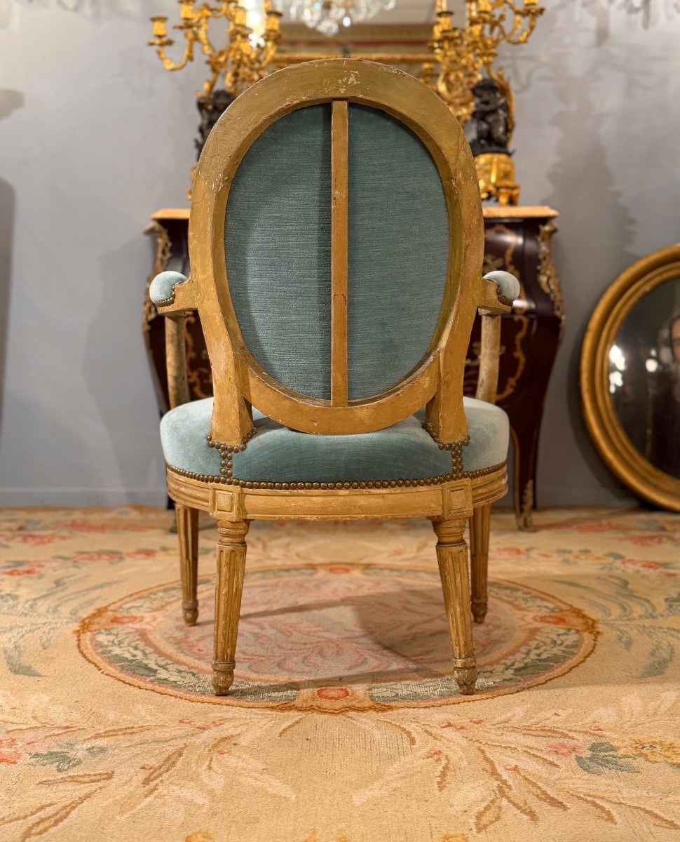 Denis Jullienne, Louis XVI Period Stamped Cabriolet Armchair, Circa 1780-photo-2