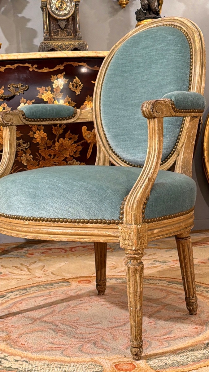Denis Jullienne, Louis XVI Period Stamped Cabriolet Armchair, Circa 1780-photo-5