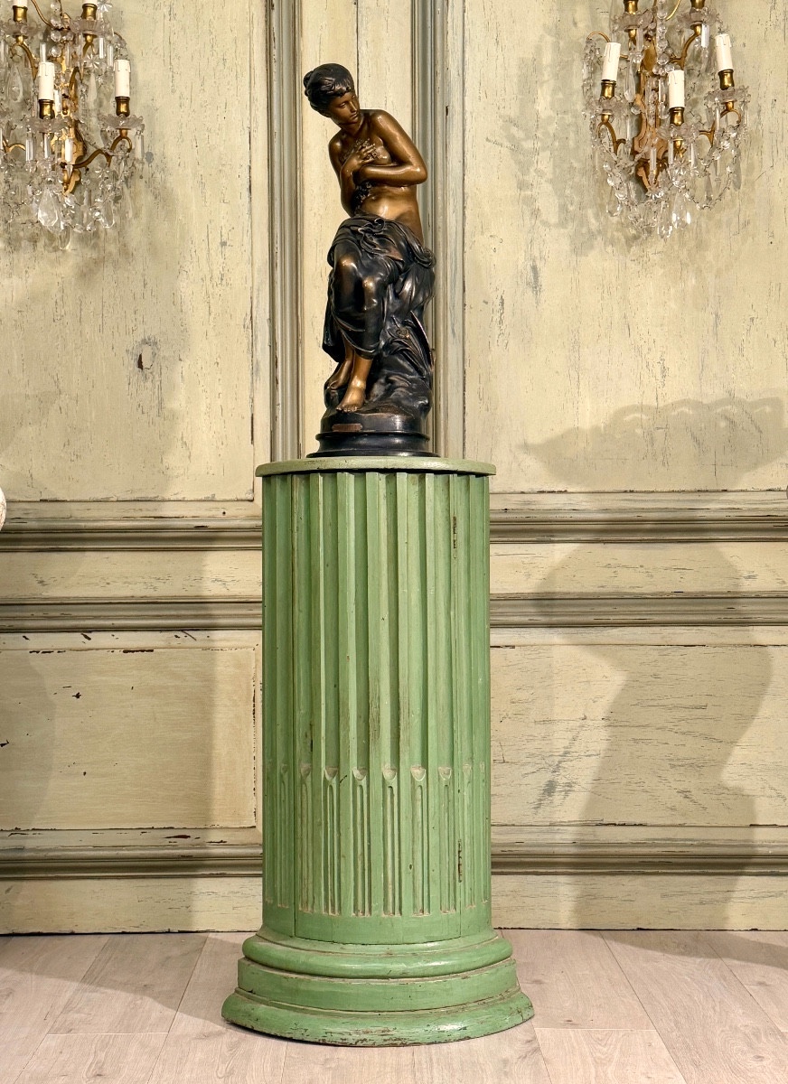 Corner Column, Pedestal In Lacquered Wood, Louis XVI Period, Circa 1780-photo-1