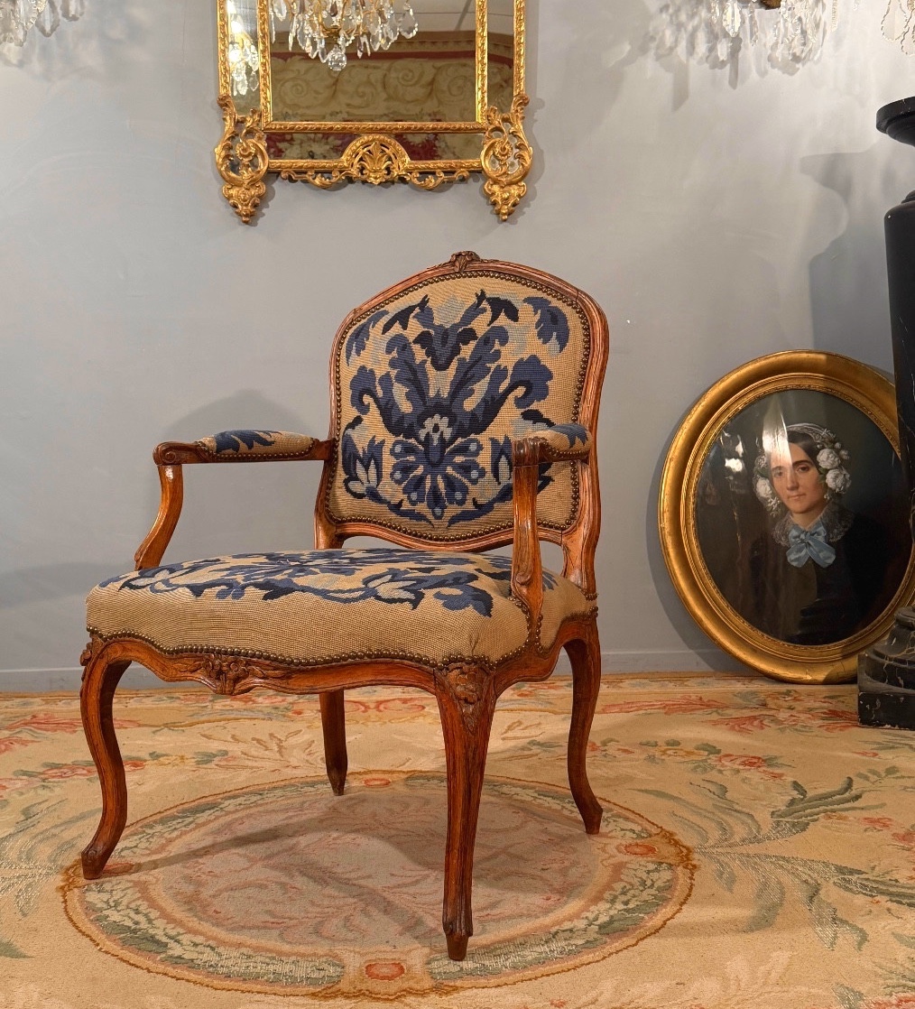 Claude Louis Mariette, Queen Anne Chair, Louis XV Period, Circa 1760