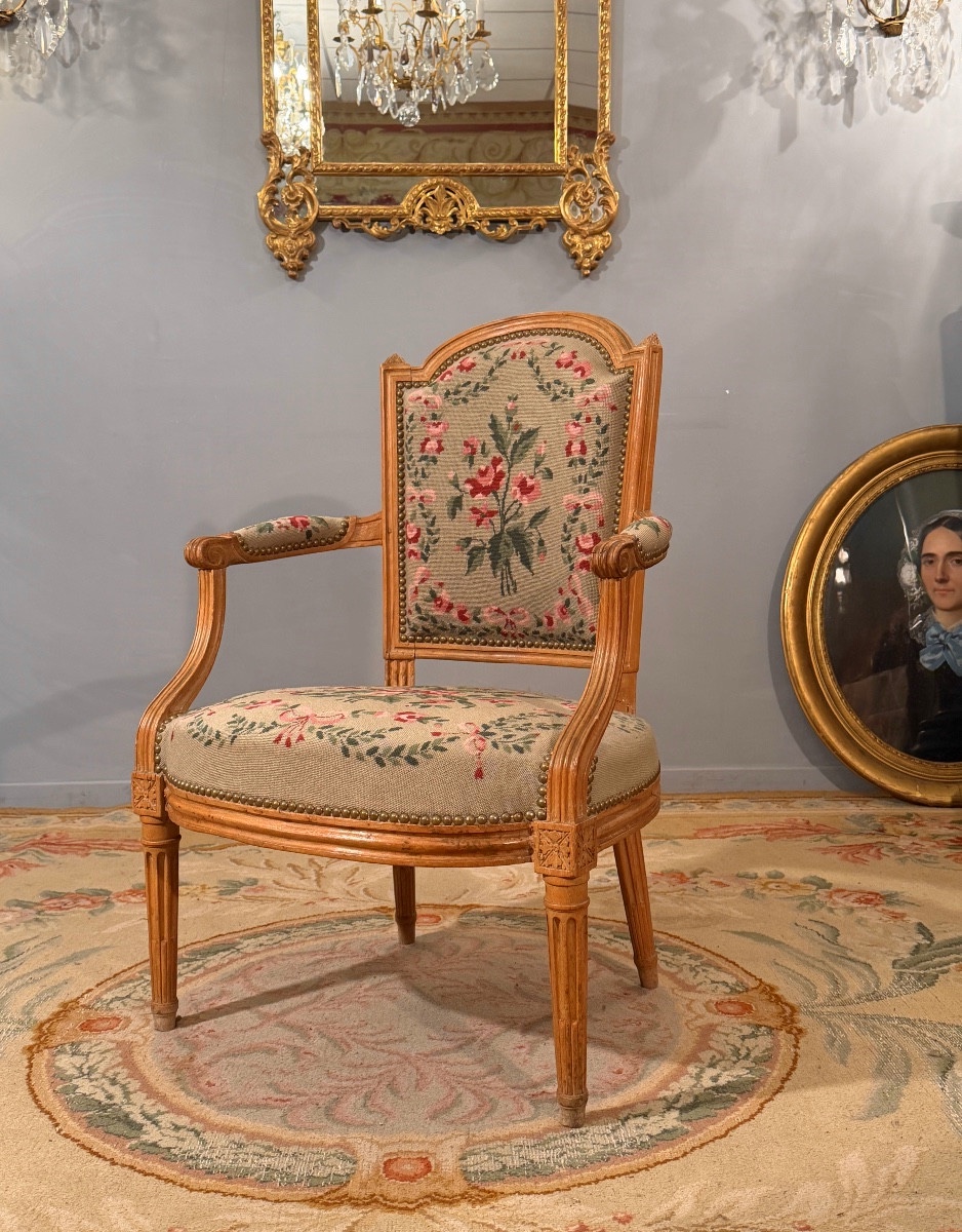 Claude Sené, Fauteuil Cabriolet Stamped Louis XVI Period, Circa 1780-photo-2