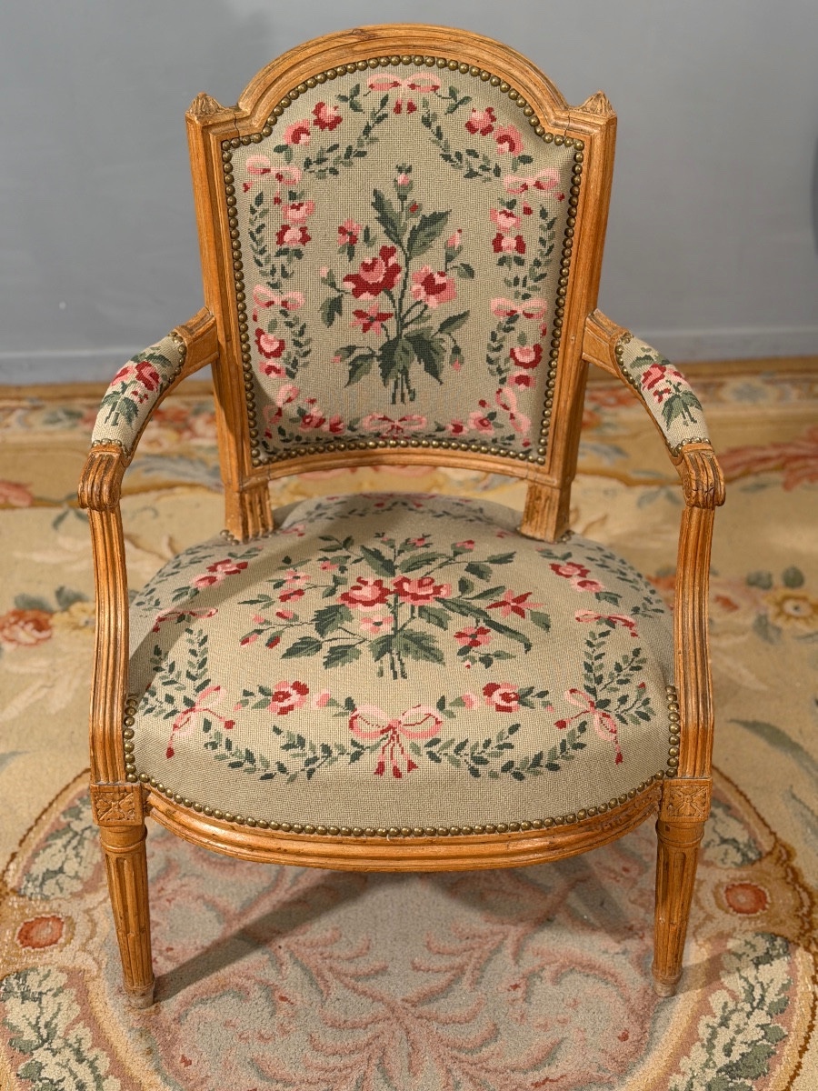 Claude Sené, Fauteuil Cabriolet Stamped Louis XVI Period, Circa 1780-photo-3