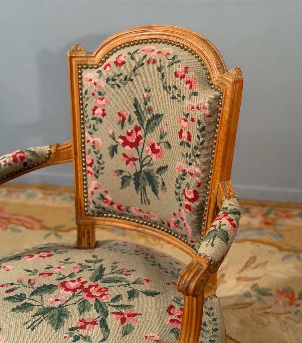 Claude Sené, Fauteuil Cabriolet Stamped Louis XVI Period, Circa 1780-photo-4
