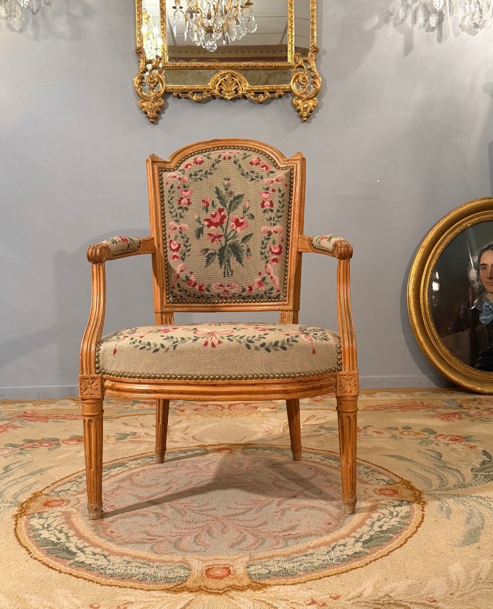 Claude Sené, Fauteuil Cabriolet Stamped Louis XVI Period, Circa 1780