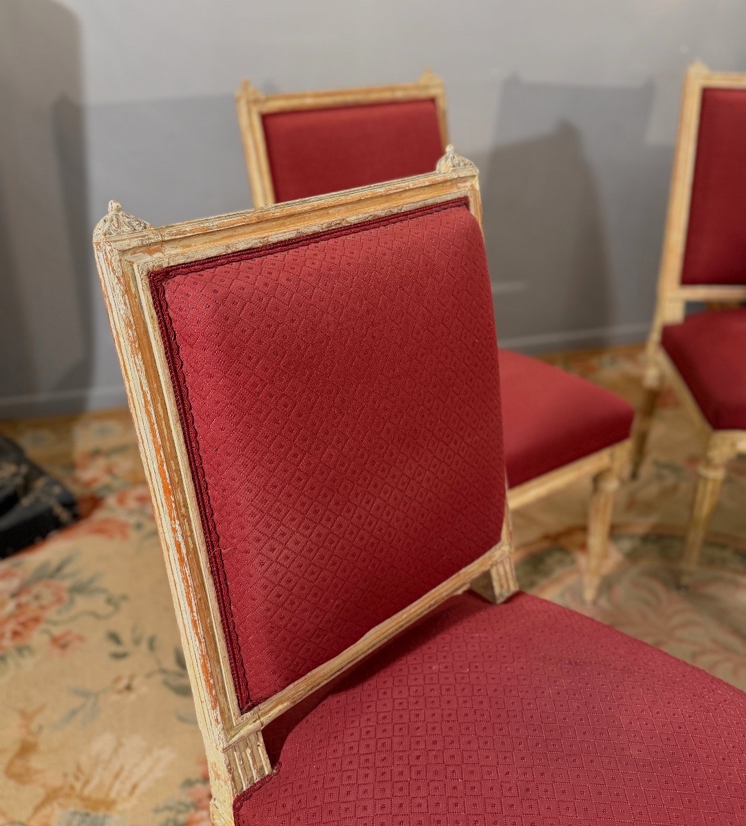 Suite Of Four Louis XVI Period Lacquered Wood Chairs, Circa 1780-photo-4