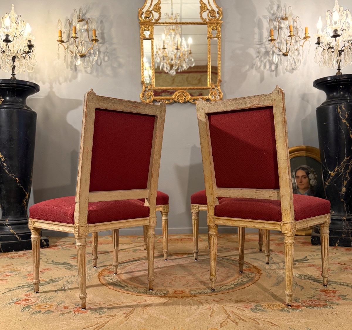 Suite Of Four Louis XVI Period Lacquered Wood Chairs, Circa 1780-photo-3