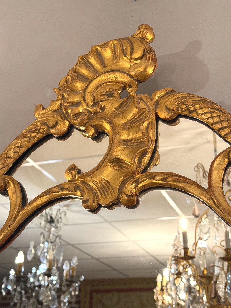 Miroir à Parecloses en  Bois Doré de Style Louis XV, Epoque XIXème -photo-2