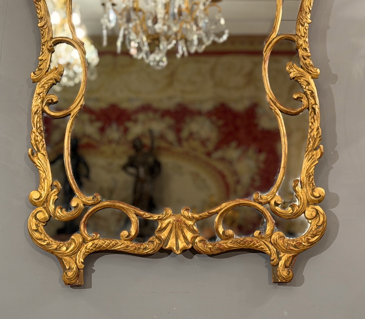 Miroir à Parecloses en  Bois Doré de Style Louis XV, Epoque XIXème -photo-3