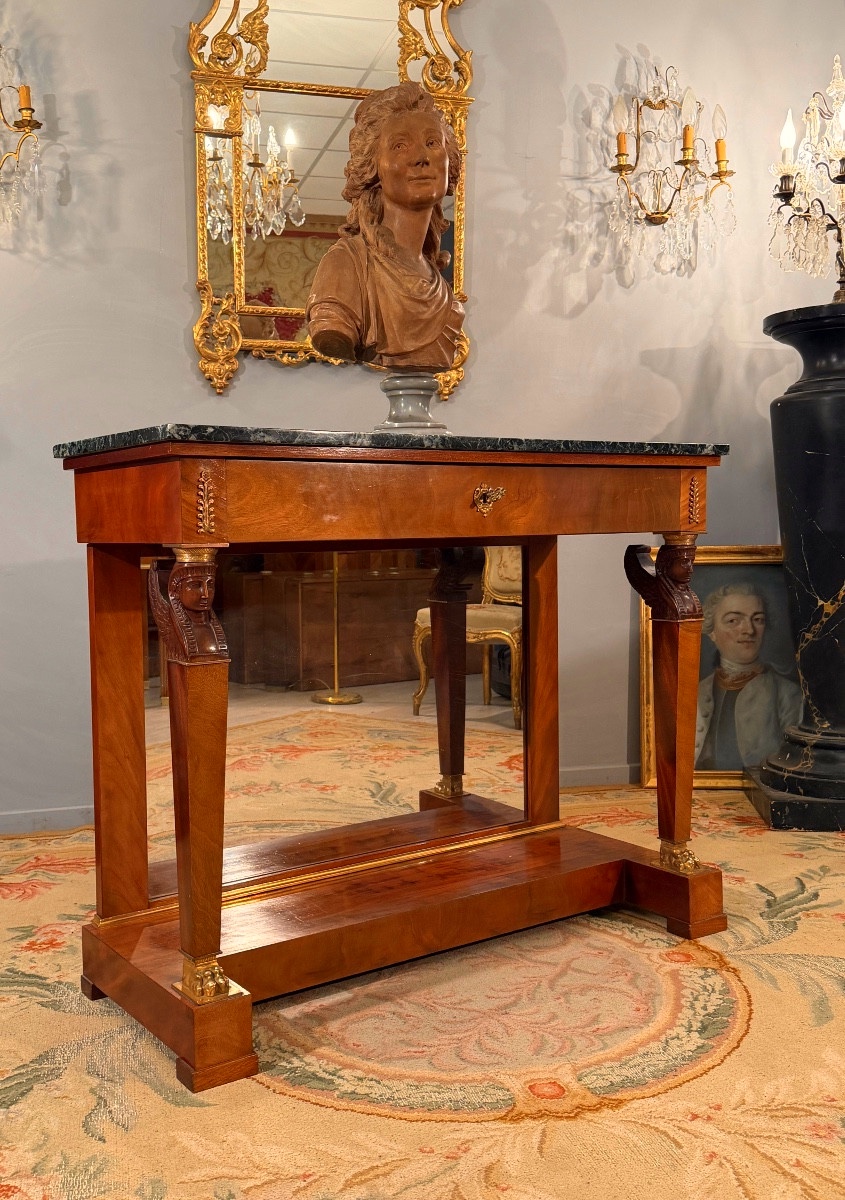 Louis FOSSORIER, Console Estampillée de Style Empire Retour d'Egypte Epoque XIXème-photo-3