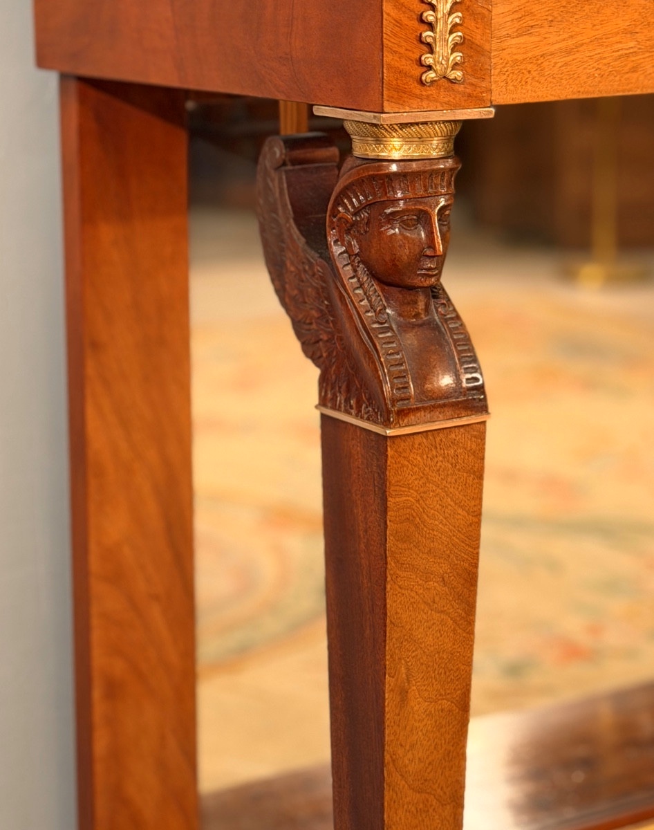 Louis FOSSORIER, Console Estampillée de Style Empire Retour d'Egypte Epoque XIXème-photo-4