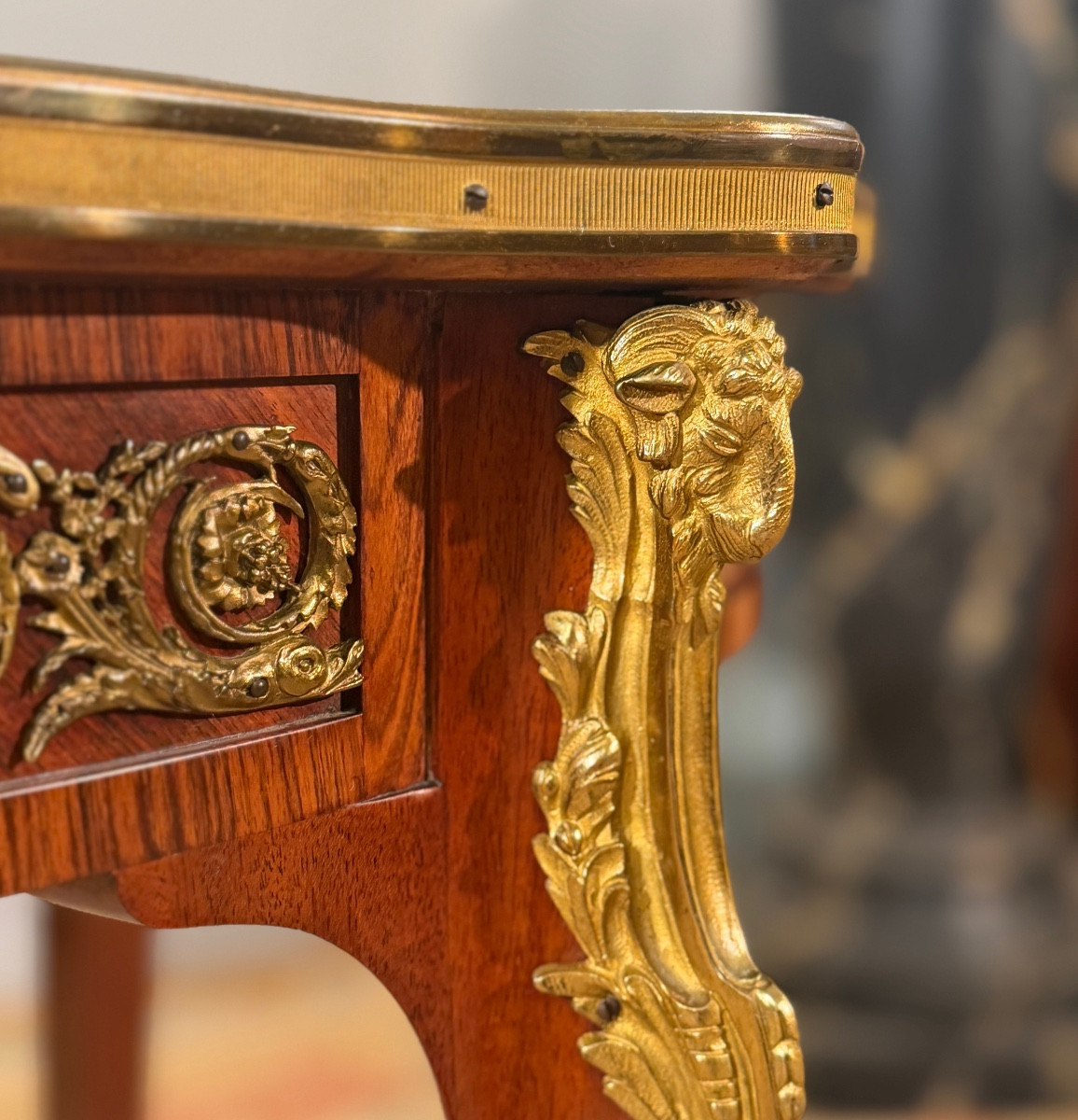 Dlg Linke, Table de Milieu en Marqueterie de Style Louis XV, Vers 1900-photo-2