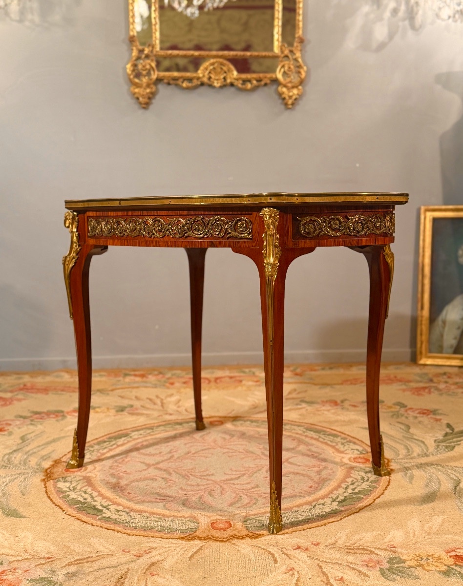 Dlg Linke, Table de Milieu en Marqueterie de Style Louis XV, Vers 1900-photo-3
