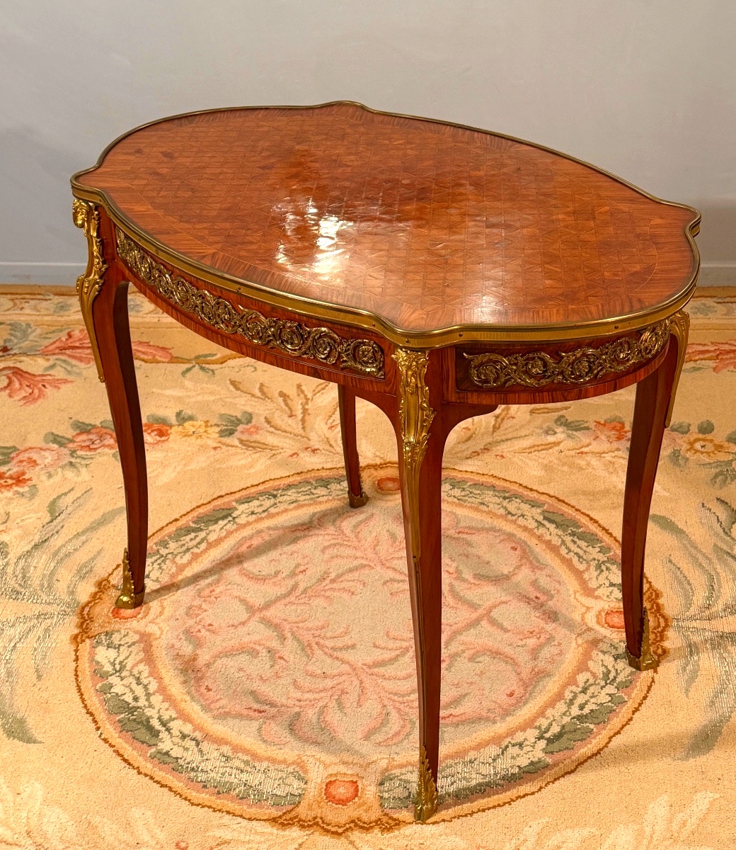 Dlg Linke, Table de Milieu en Marqueterie de Style Louis XV, Vers 1900-photo-4