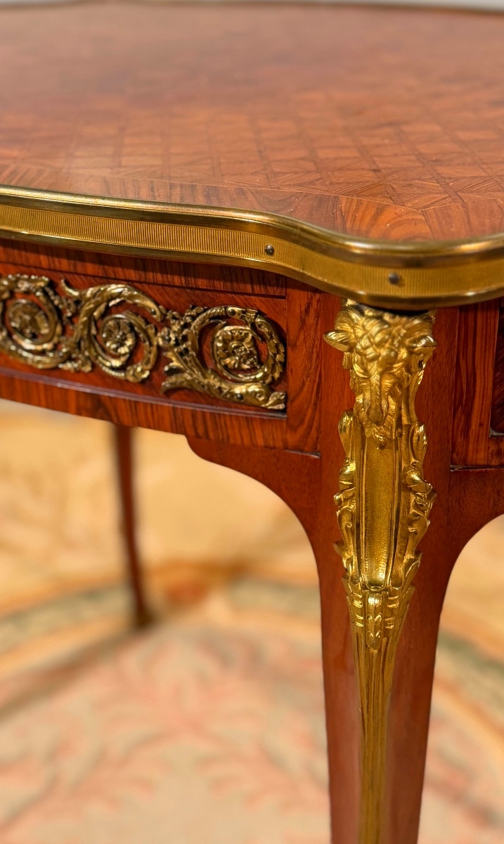 Dlg Linke, Table de Milieu en Marqueterie de Style Louis XV, Vers 1900-photo-5