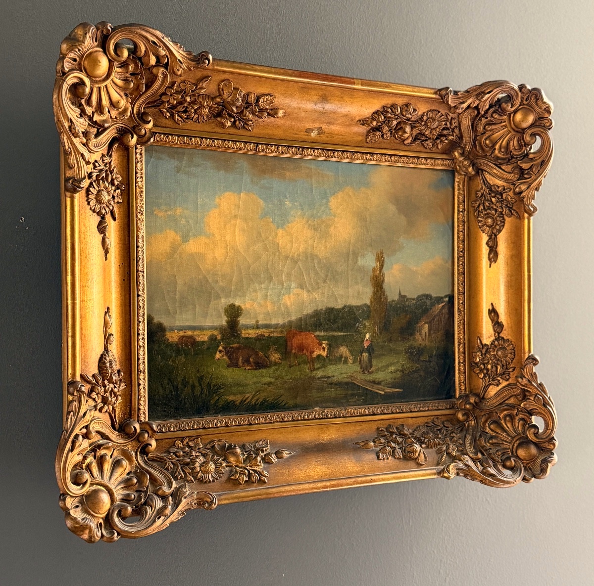Attributed To Jean Louis Demarne, Oil On Canvas Animated Pastoral Landscape (1744 - 1829)-photo-3