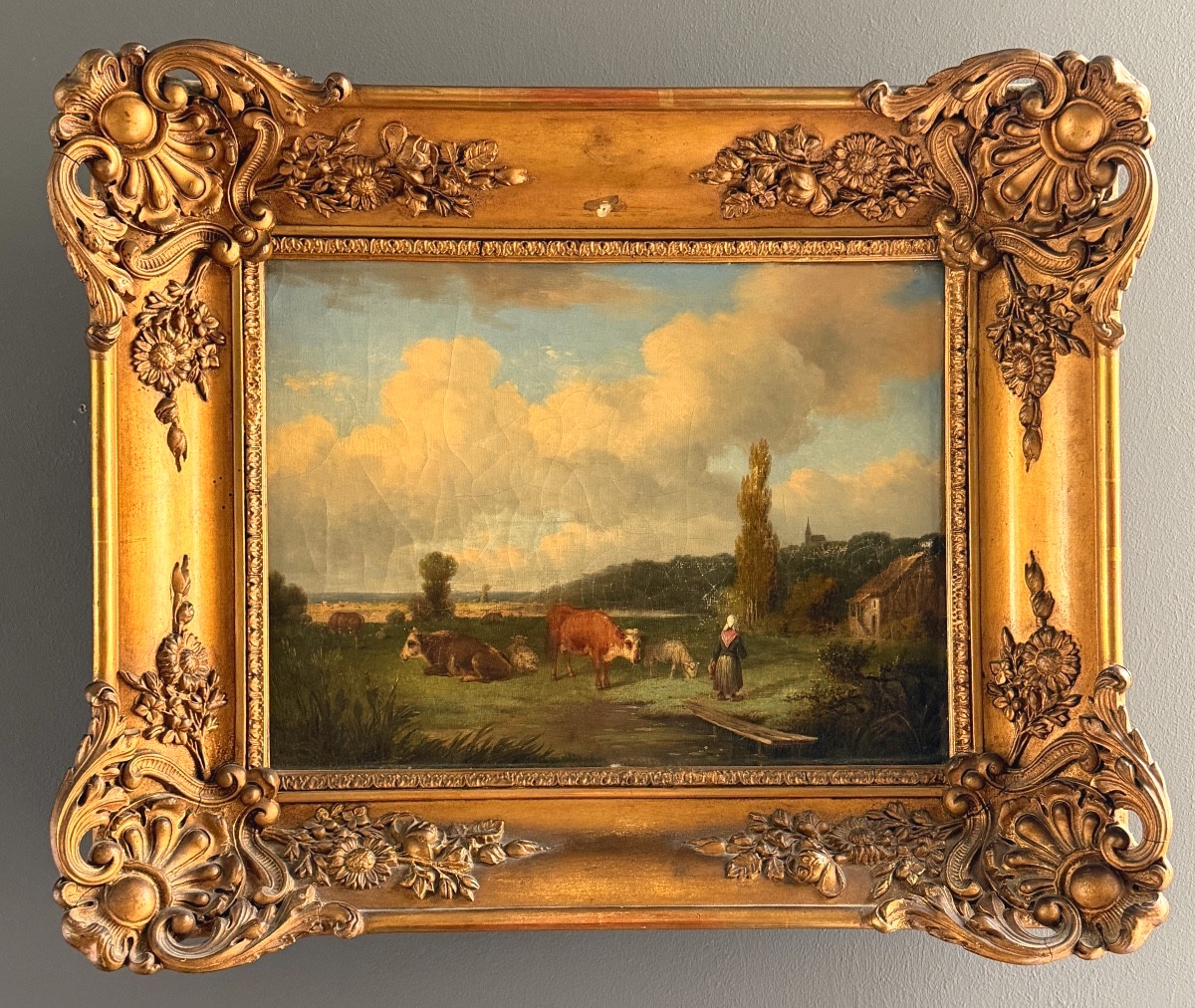 Attributed To Jean Louis Demarne, Oil On Canvas Animated Pastoral Landscape (1744 - 1829)-photo-6
