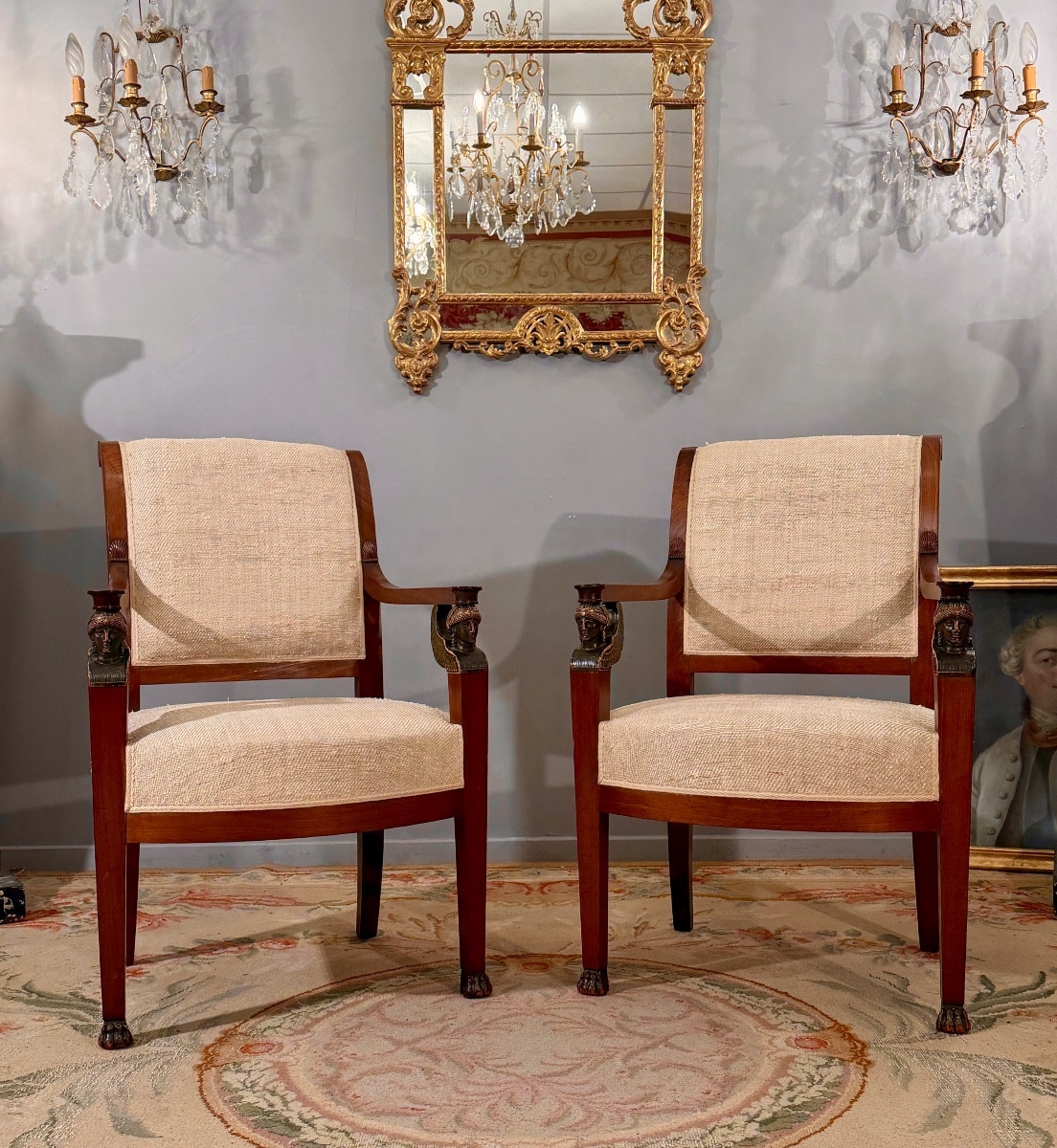 Att. To Jacob Frères, Pair Of Empire Period Mahogany Armchairs-photo-3