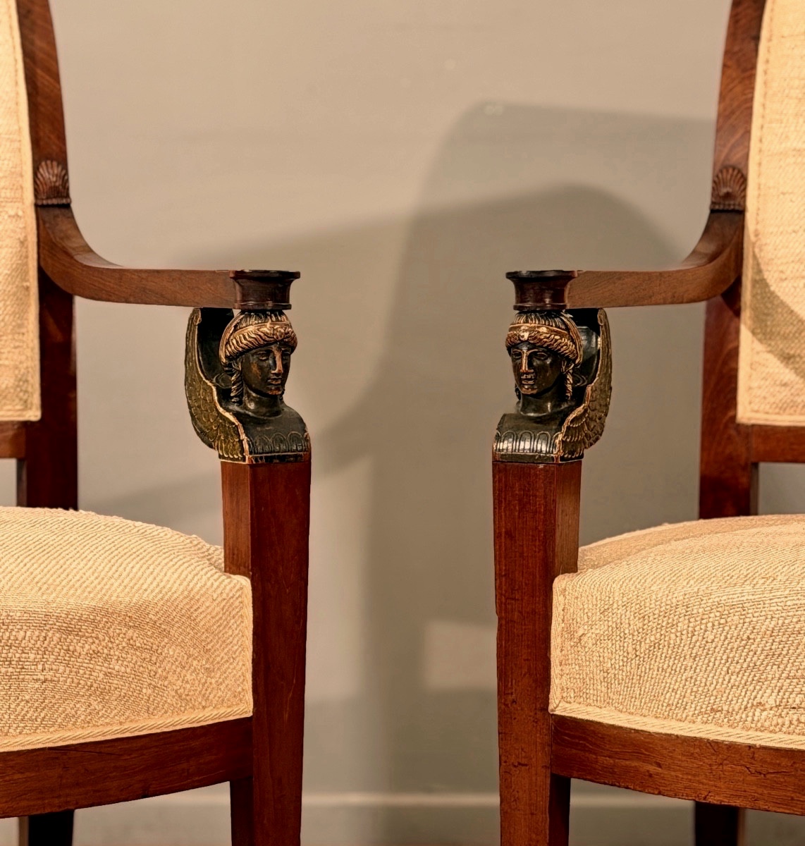 Att. To Jacob Frères, Pair Of Empire Period Mahogany Armchairs-photo-2