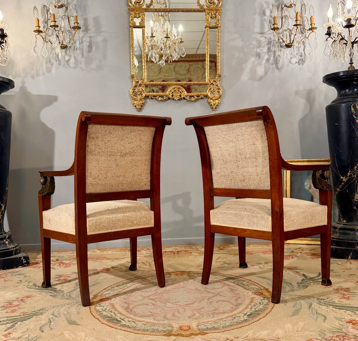 Att. To Jacob Frères, Pair Of Empire Period Mahogany Armchairs-photo-4