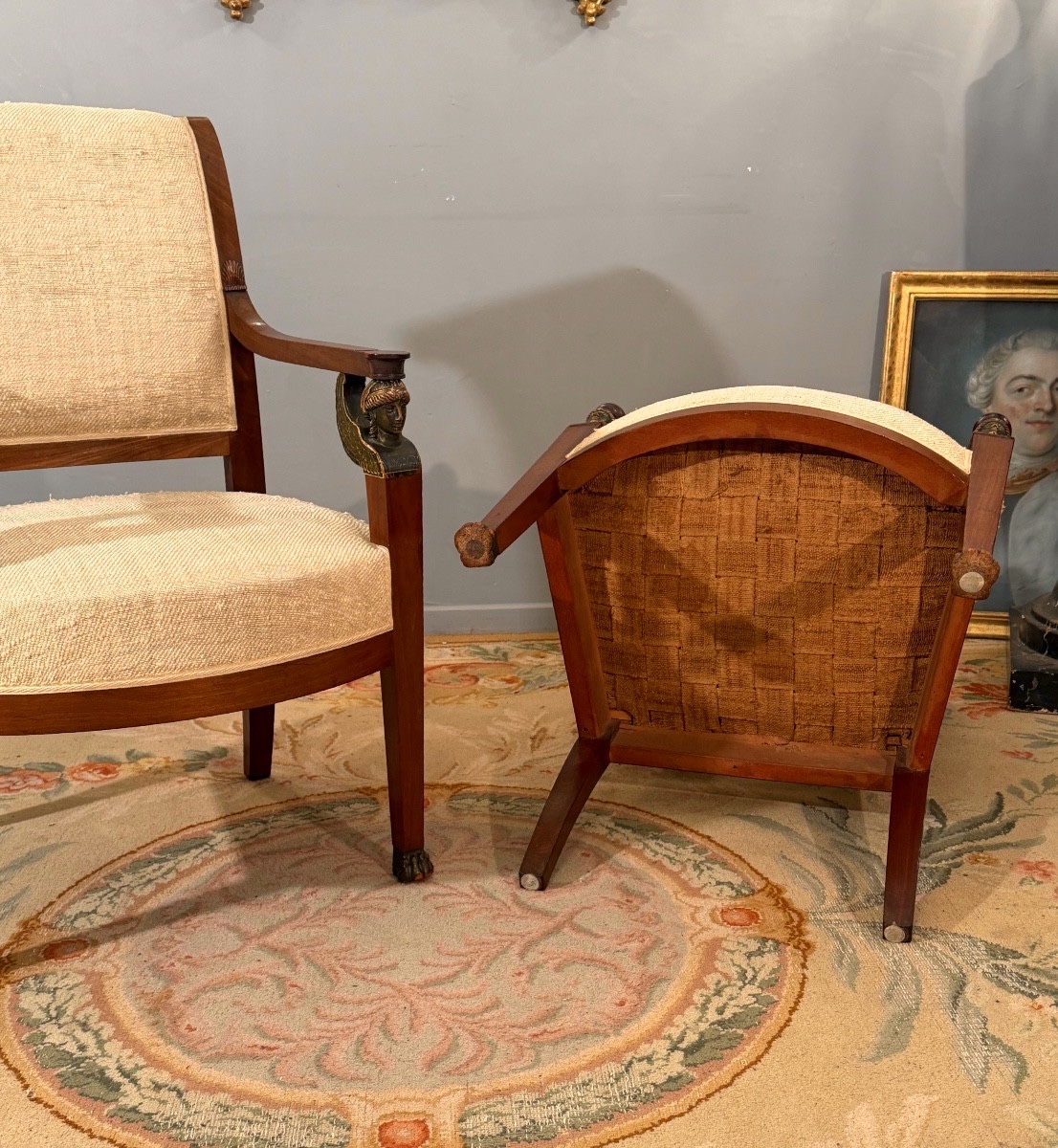 Att. To Jacob Frères, Pair Of Empire Period Mahogany Armchairs-photo-2