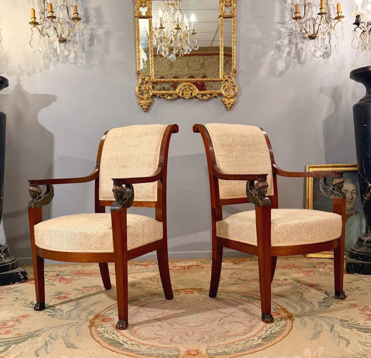 Att. To Jacob Frères, Pair Of Empire Period Mahogany Armchairs