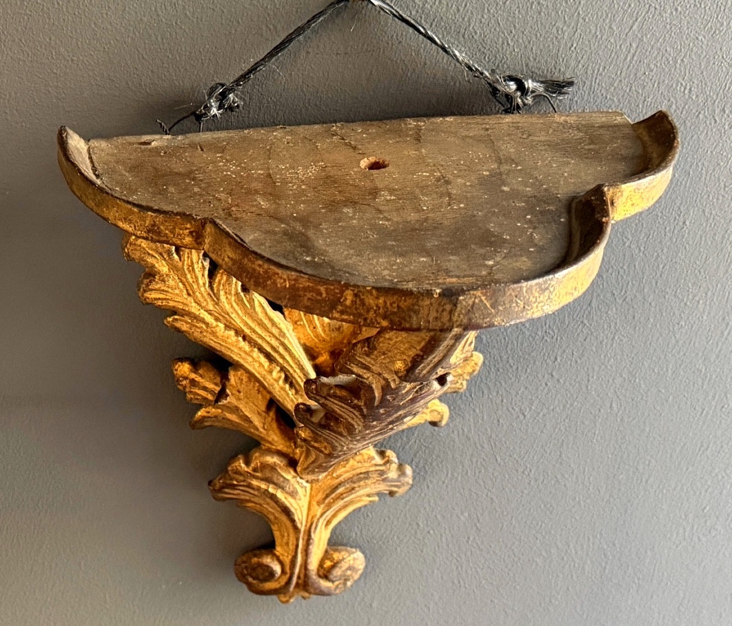 Pair Of Regency-style Gilded Wood Wall Brackets, 18th Century.-photo-3