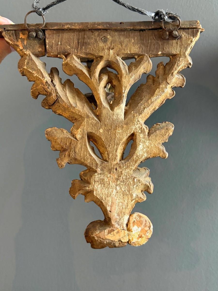 Pair Of Regency-style Gilded Wood Wall Brackets, 18th Century.-photo-1