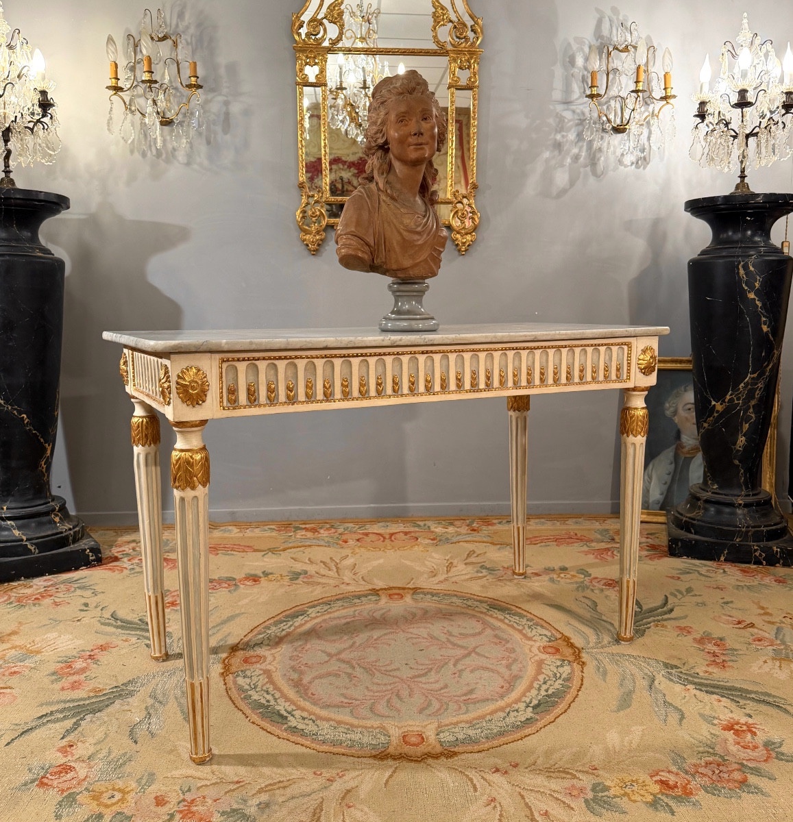 Lacquered Wood Console d'Applique In The Louis XVI Style, Late 18th Century.-photo-3