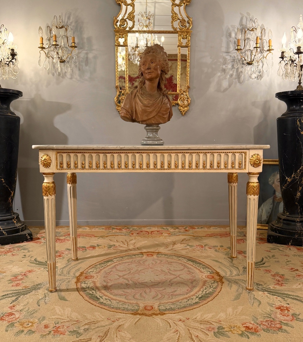 Lacquered Wood Console d'Applique In The Louis XVI Style, Late 18th Century.