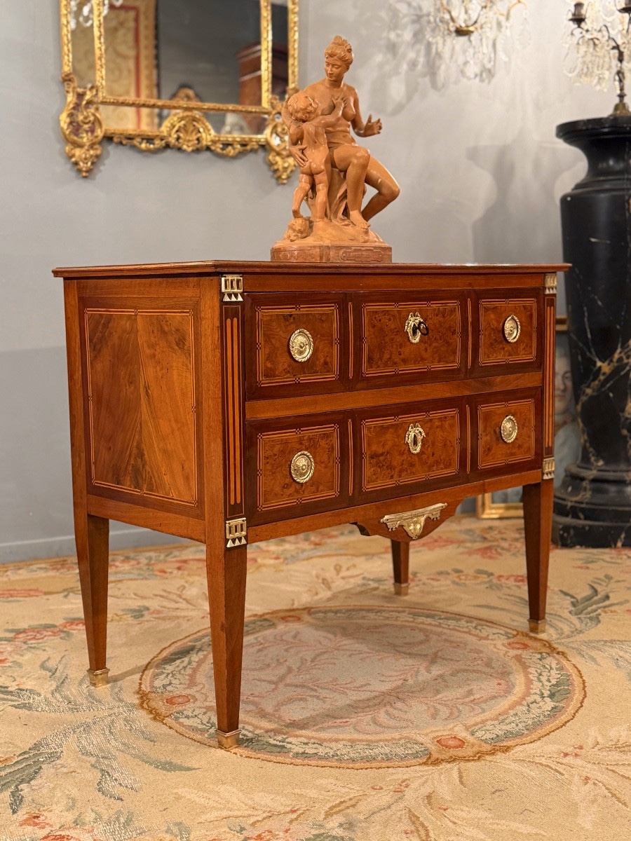 Commode en Marqueterie d'Epoque Louis XVI, Vers 1780-photo-3