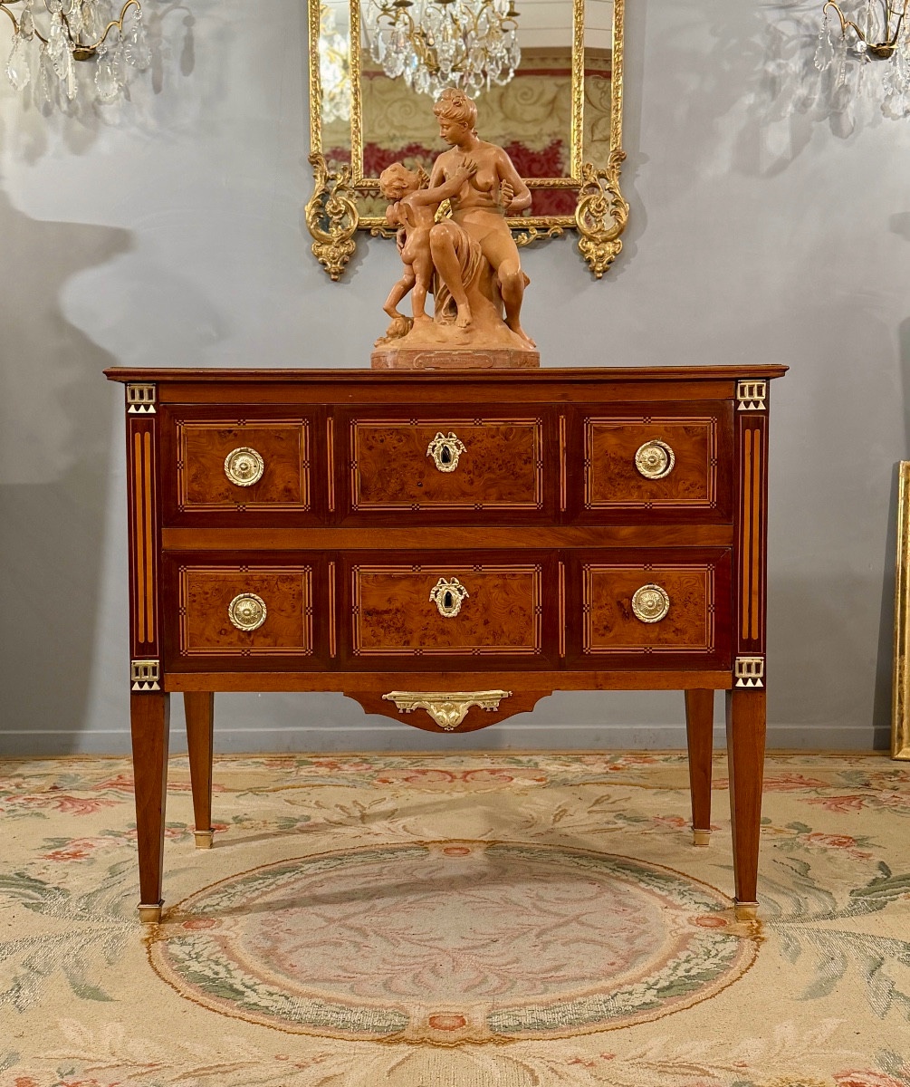 Commode en Marqueterie d'Epoque Louis XVI, Vers 1780-photo-3