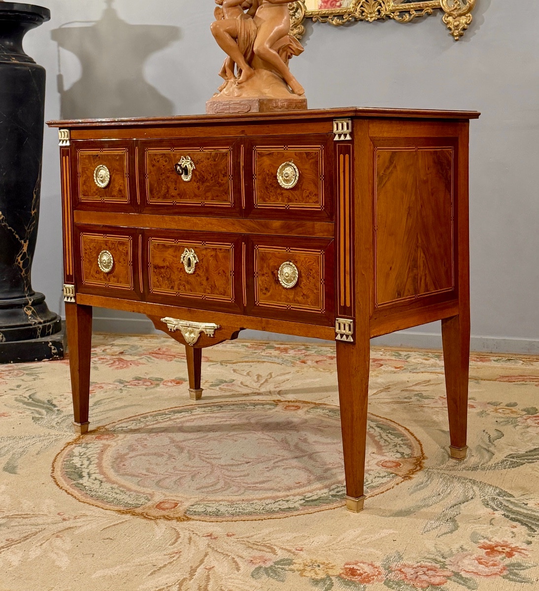 Commode en Marqueterie d'Epoque Louis XVI, Vers 1780-photo-4