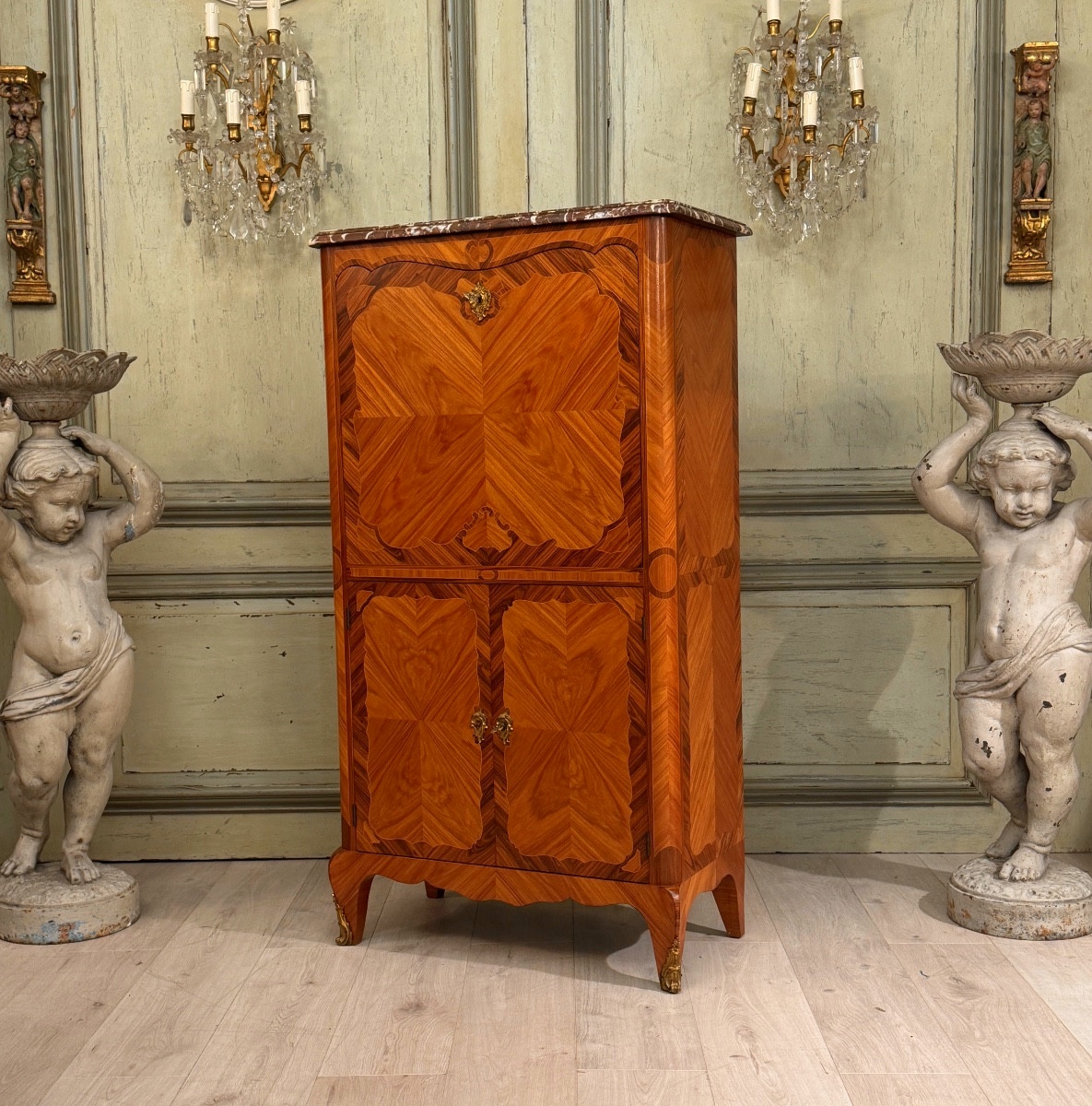 Secrétaire en Marqueterie de Style Louis XV, Vers 1900-photo-2