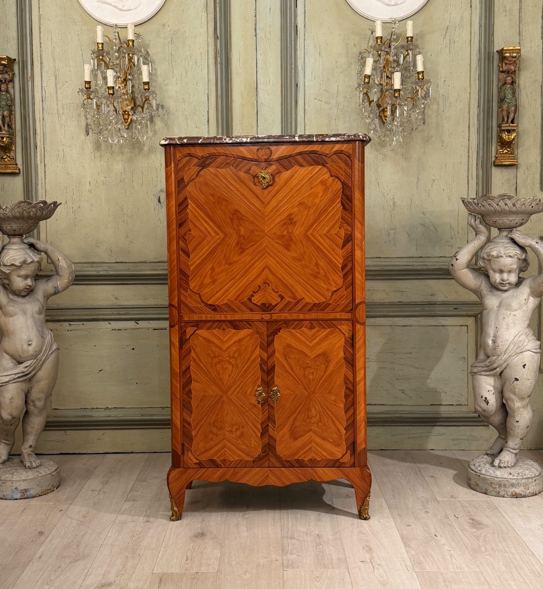Secrétaire en Marqueterie de Style Louis XV, Vers 1900-photo-3